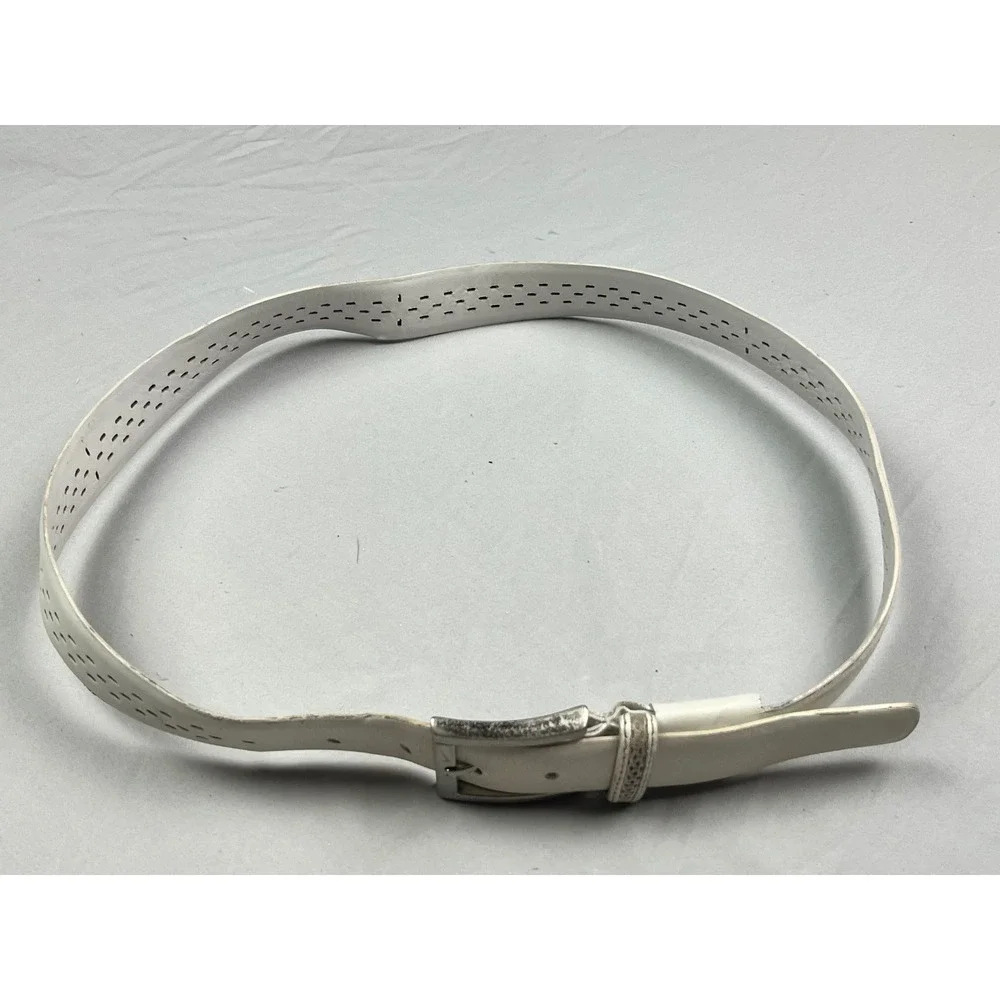 Nike Mens White G-Flex Perforated Genuine Leather Golf Belt Size 34